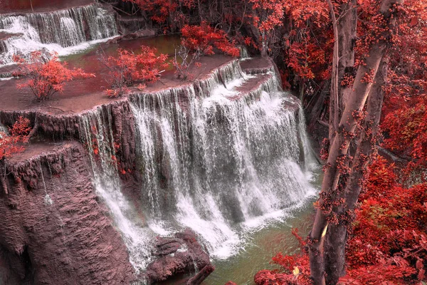 Beautiful Mae Khamin Waterfall Rainforest Kanchanaburi Thailand — Stock Photo, Image