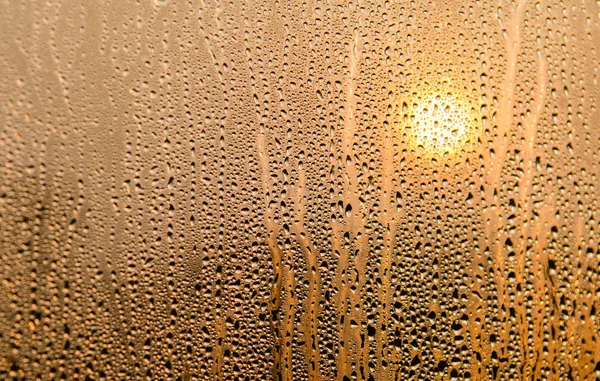 Raindrops Windowpane Sunset — Stock Photo, Image