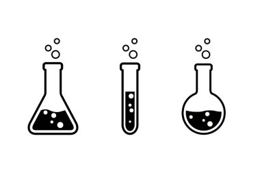 Beyaz arkaplanda izole edilmiş üç şişe simgesi.