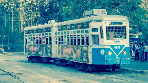 Kolkata Västbengalen Mars 2018 Arvet Från Kolkata Spårvagnar Väntar Passagerare — Stockfoto