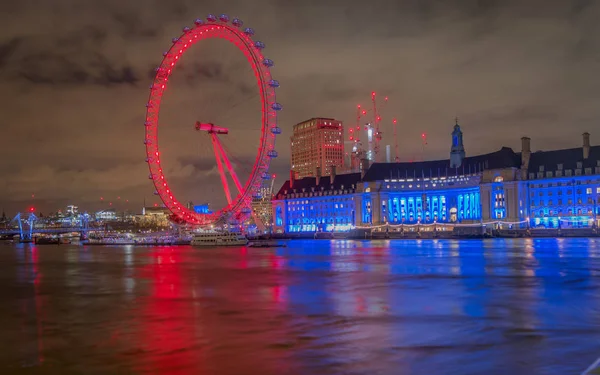 Londra Ngiltere Birleşik Krallık Haziran 2016 Thames Nehri Üzerinde Gece — Stok fotoğraf