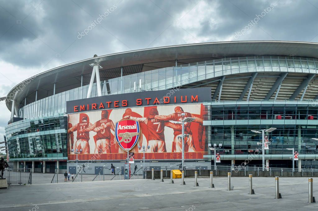 Arsenal Emirates Stadium, London, United Kingdom - September 21, 2016 : A close up view of the Arsenal stadium, Venue of English Premier League at London, England, United Kingdom