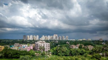Kolkata, Batı Bengal / Hindistan - 03 Ağustos 2019: Yeni Şehir, Rajarhat 'ın yüksek bir binadan görünüşü, Kolkata, Batı Bengal, Hindistan