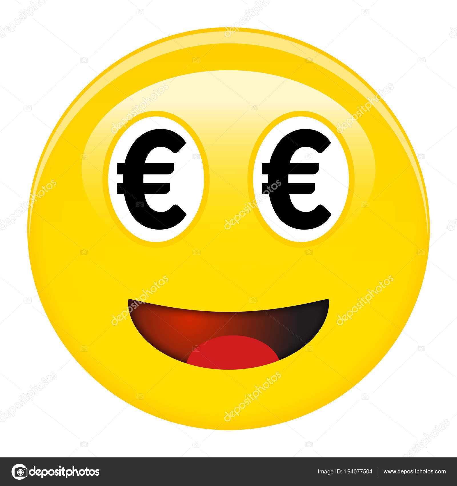 Euro Smiley Emoticon Yellow Laughing Emoji Black Eur Symbols Place Stock Vector Euro Smiley Emoticon Yellow Laughing Emoji Black Eur Symbols Place Stock Vector