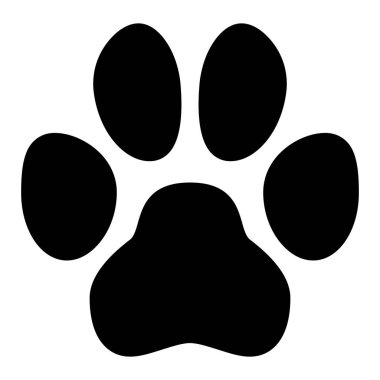 Evde beslenen hayvan pençe sembolü. Basit siyah köpek ya da kedi ayak izi şekli.