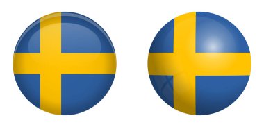 3d kubbe altında İsveç bayrağı ve parlak kürede / topta.