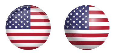 Amerika Birleşik Devletleri bayrağı 3D kubbe düğmesinin altında ve parlak