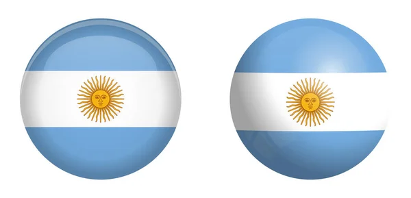 Drapeau de la République argentine sous le bouton dôme 3d et sur spher brillant — Image vectorielle