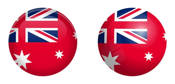 Bandeira da bandeira da bandeira vermelha australiana sob o botão de cúpula 3d e no brilhante sp — Vetor de Stock