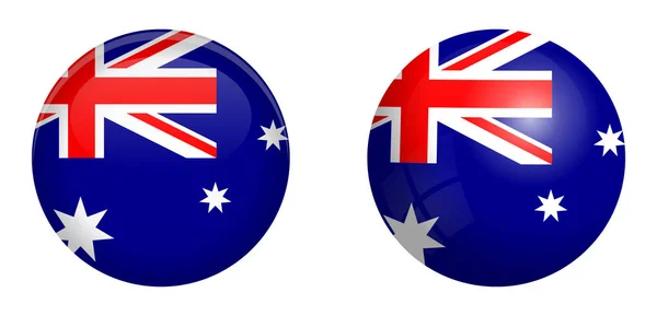 Bandeira australiana sob o botão cúpula 3d e na esfera brilhante / bola — Vetor de Stock