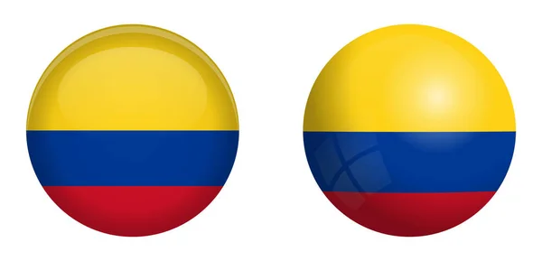 Colombia flag under 3d dome button and on glossy sphere / ball. — Stock Vector