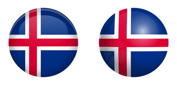 Σημαία Ισλανδίας κάτω από το κουμπί 3d θόλο και σε γυαλιστερή σφαίρα / μπάλα. — Διανυσματικό Αρχείο
