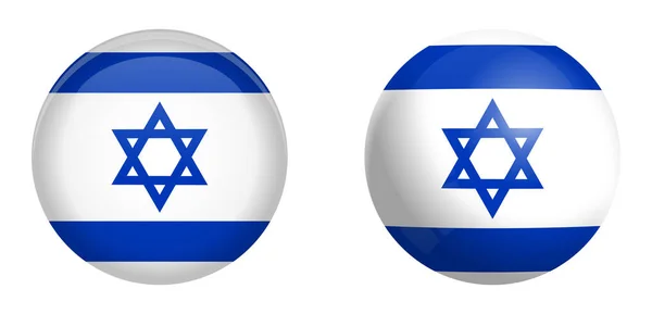 Israele bandiera sotto il pulsante cupola 3d e sulla sfera lucida / palla . — Vettoriale Stock