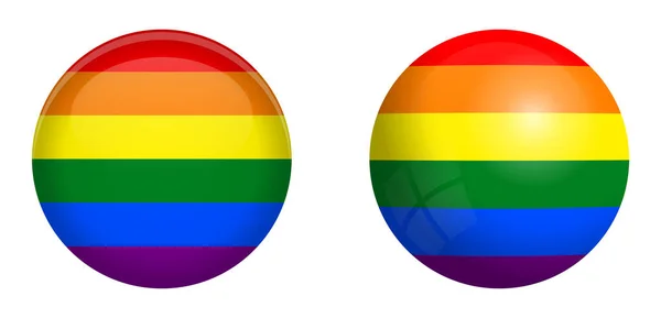 Bandeira LBGT sob o botão cúpula 3d e na esfera brilhante / bola . —  Vetores de Stock