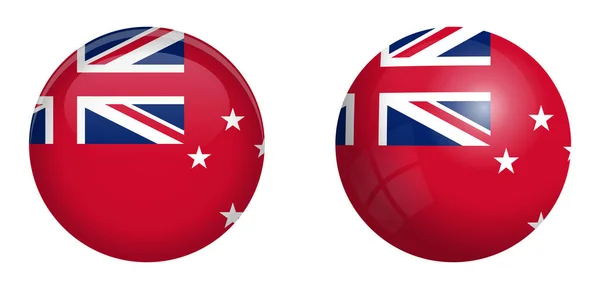Nuova Zelanda bandiera rossa guardiamarina sotto il pulsante cupola 3d e su s lucido — Vettoriale Stock