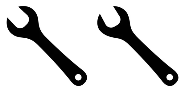 Simple one sided wrench ( spanner ) sign. Two versions, one slig — Stock Vector