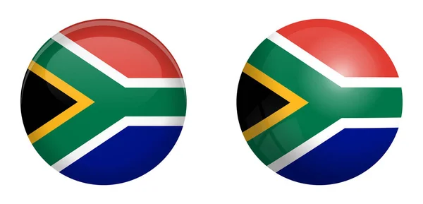 Флаг ЮАР под кнопкой 3d dome и на глянцевой сфере / ba — стоковый вектор