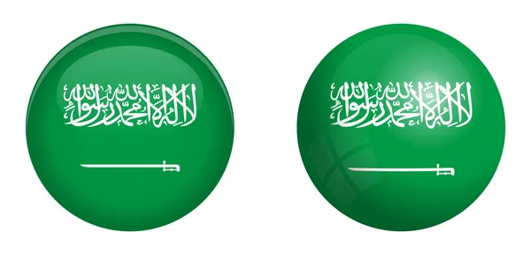 Regno dell'Arabia Saudita (KSA) bandiera sotto il pulsante cupola 3d e su g — Vettoriale Stock