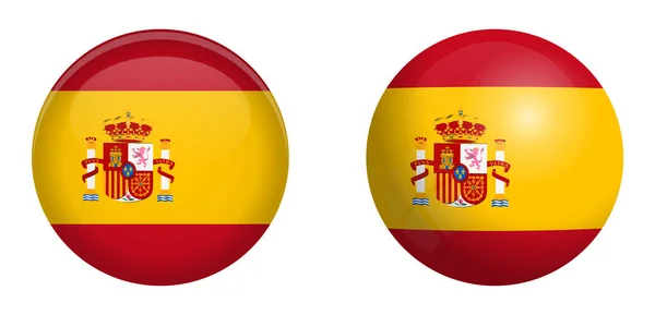 Espanha bandeira sob o botão cúpula 3d e na esfera brilhante / bola . —  Vetores de Stock