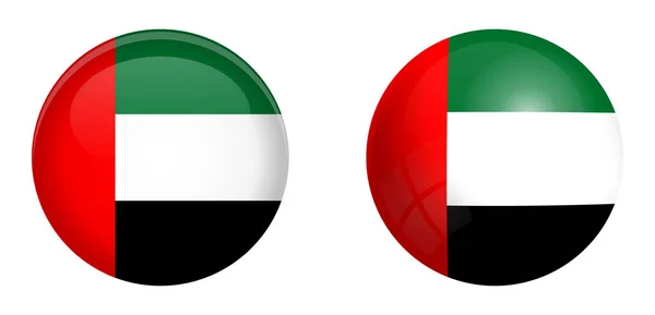 Bandiera Emirati Arabi Uniti (Emirati Arabi Uniti) sotto il pulsante cupola 3d e su glos — Vettoriale Stock