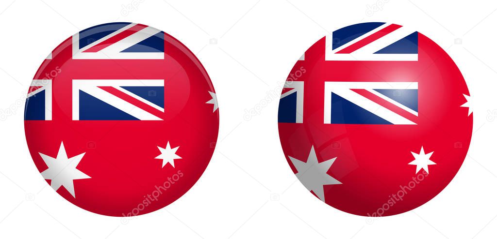 Australian red ensign flag under 3d dome button and on glossy sp