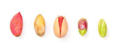 Tepe tepe manzaralı, fıstıklı, çiğ olandan farklı aşamalarda 