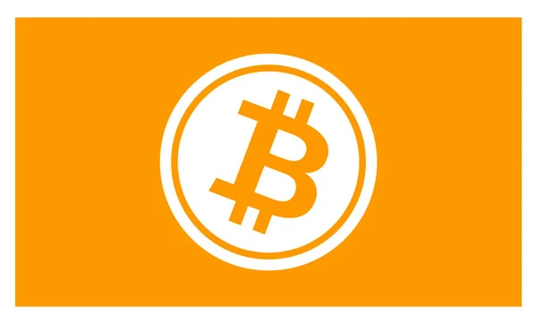 Simple drapeau Bitcoin orange. Symbole BTC incliné en cercle . — Image vectorielle