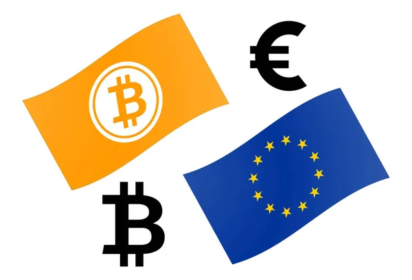 BTCEUR forex coppia di valute illustrazione vettoriale. Bitcoin e UE f — Vettoriale Stock