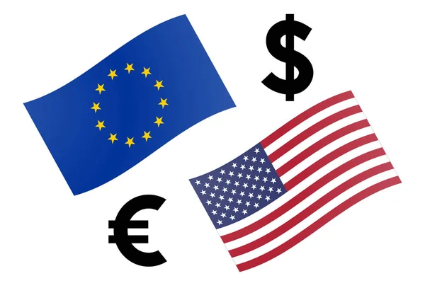 EURUSD par de divisas ilustración vectorial. UE y América — Archivo Imágenes Vectoriales