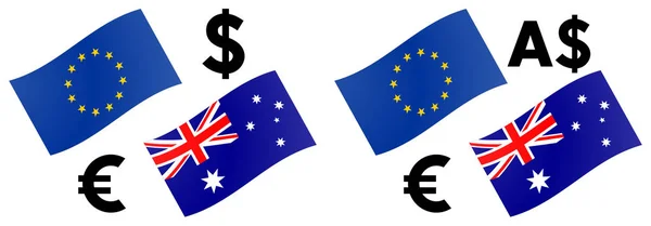 Εικονογράφηση διάνυσμα ζεύγους νομισμάτων Euraud forex. ΕΕ και Αυστραλία — Διανυσματικό Αρχείο