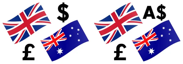 GBPAUD moeda forex par vetor ilustração. Reino Unido e Austrália — Vetor de Stock