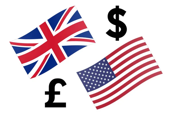 Gbpusd Par Divisas Ilustración Vectorial Reino Unido Bandera Americana Con — Vector de stock