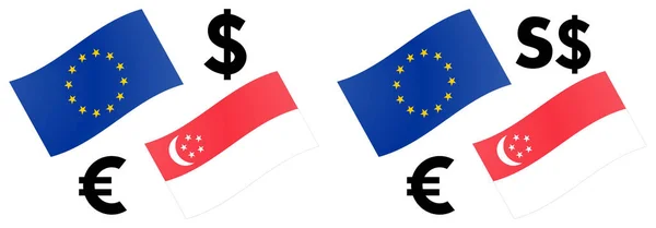 Eursgd外汇对矢量说明 Eu和新加坡 带有欧元和美元符号 — 图库矢量图片
