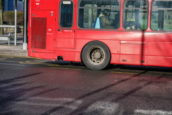 Londres Reino Unido Fevereiro 2019 Detalhe Traseiro Icônico Ônibus Vermelho — Fotografia de Stock