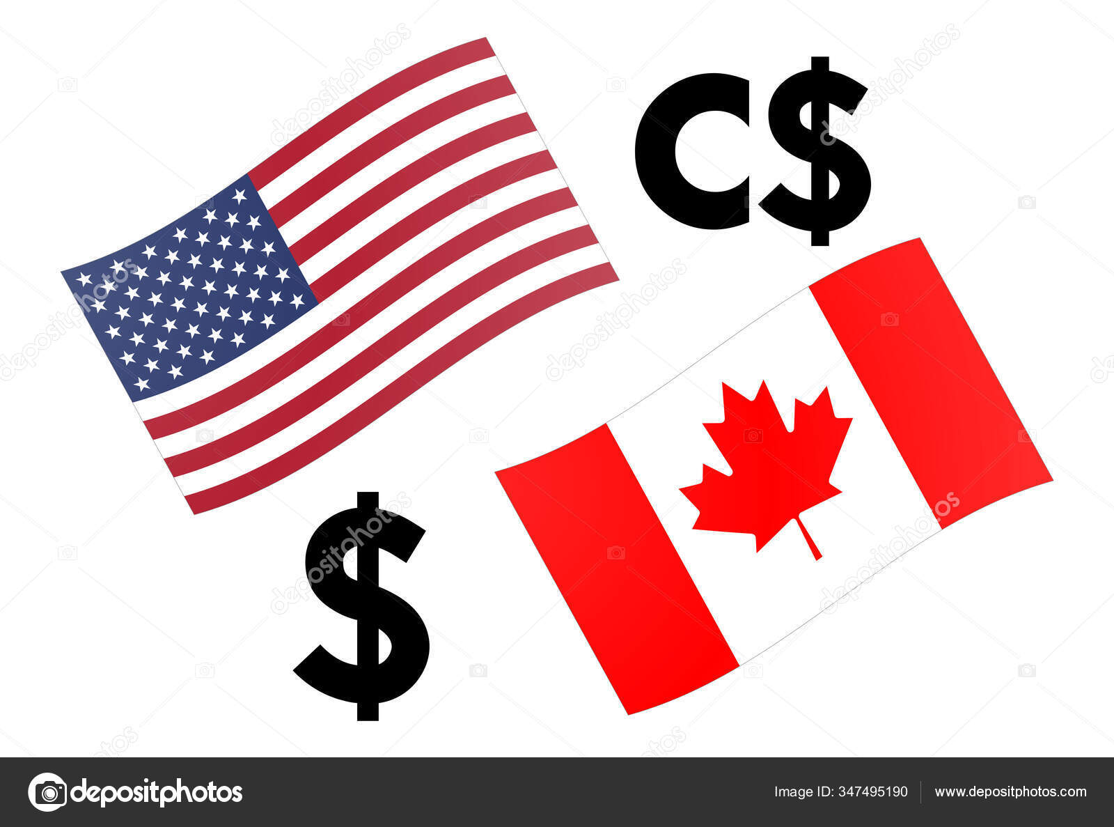 美元卡德外汇对货币矢量图解我们和加拿大国旗美元符号图库矢量图©lubo.ivanko 347495190