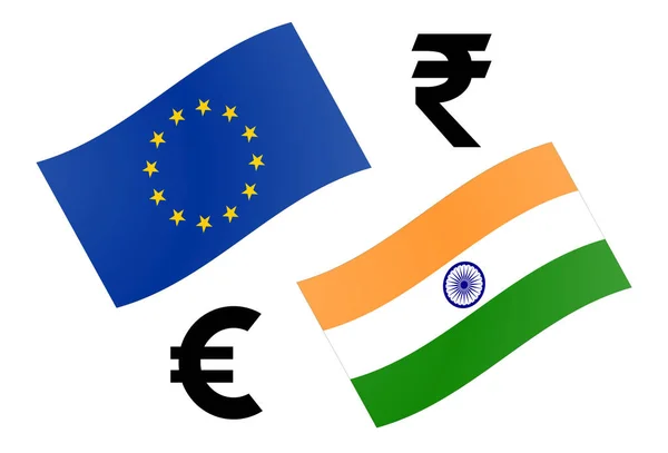 Illustrazione Vettoriale Della Coppia Valute Forex Eurinr Bandiera India Con — Vettoriale Stock