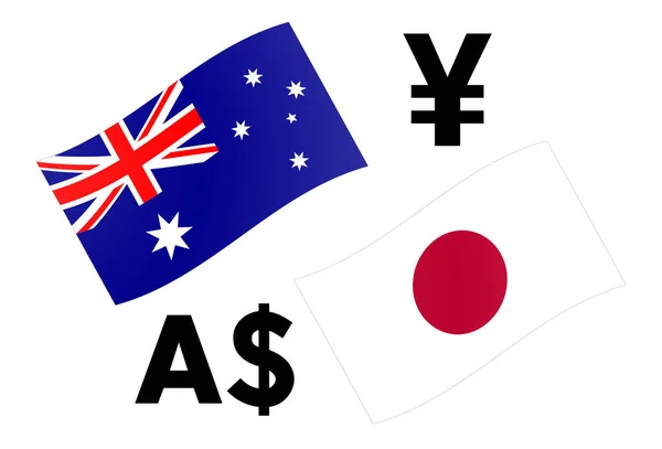 Audjpy Forex Currency Pair Vector Illustration Australian Japan Flag Dollar — Stock Vector