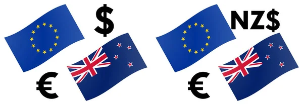 Eurnzd Forex Απεικόνιση Διανυσματικών Ζευγών Νομισμάτων Σημαία Ευρωπαϊκής Ένωσης Και — Διανυσματικό Αρχείο