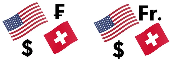 Usdchf Devisenpaarung Vektor Illustration Amerikanische Und Schweizer Flagge Mit Dollar — Stockvektor