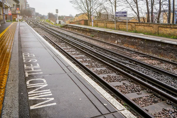 Londres Reino Unido Fevereiro 2019 Trilhas Trem Vazias Estação Lewisham — Fotografia de Stock