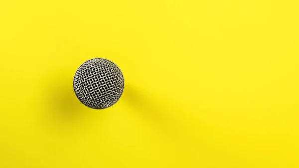 Microphone Sur Carton Jaune Vue Directe Haut Vers Bas Seulement — Photo