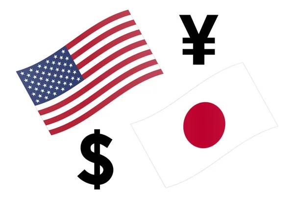 Usdjpy Devisenpaar Vektor Illustration Amerikanische Und Japanische Flagge Mit Dollar — Stockvektor