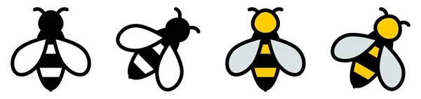 Icono Abeja Simple Versión Blanco Negro Color — Vector de stock