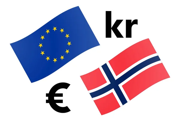 Ilustracja Wektora Pary Walutowej Eurnok Forex Flaga Norwegii Symbolem Euro — Wektor stockowy