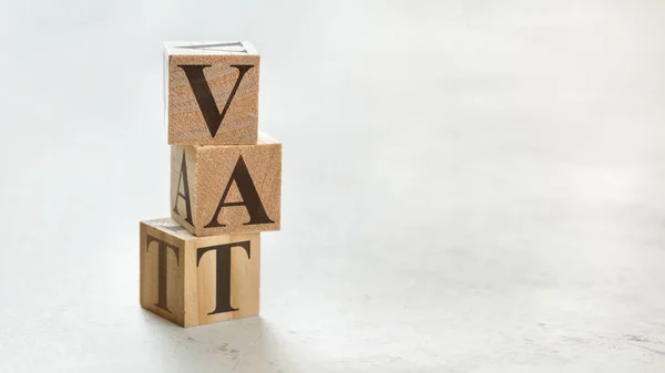 Куча Тремя Деревянными Кубиками Буквы Ндс Означает Налог Добавленную Стоимость — стоковое фото