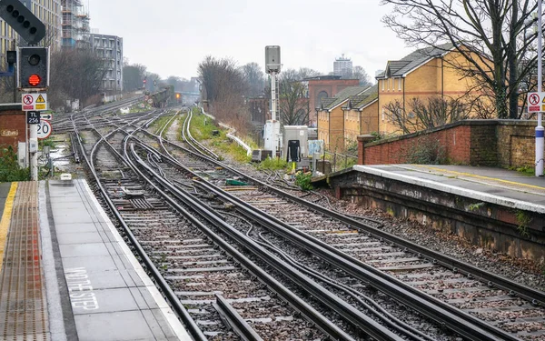 London United Kingdom February 2019 Many Railway Tracks Crossings Lewisham — 스톡 사진