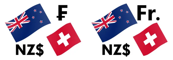 Illustrazione Vettoriale Della Coppia Valute Forex Nzdchf Nuova Zelanda Bandiera — Vettoriale Stock