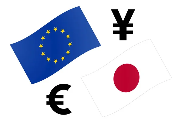 Eurjpy Forex Valutapaar Vector Illustratie Europese Japanse Vlag Met Euro — Stockvector