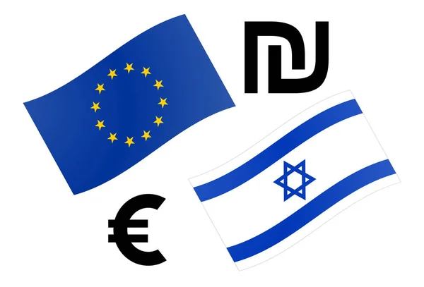 Eurils Moeda Forex Par Vetor Ilustração Bandeira Israel Com Símbolo — Vetor de Stock