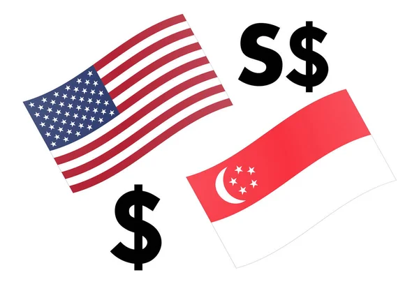 Usdsgd Forex Měnový Pár Vektorové Ilustrace Americká Singapurská Vlajka Symbolem — Stockový vektor
